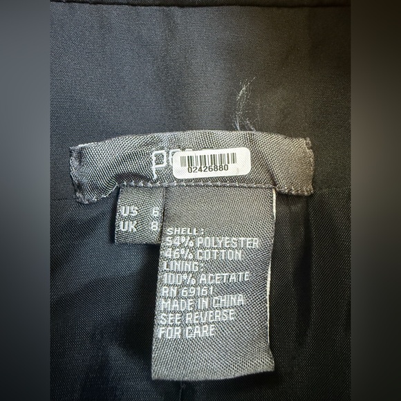 Per Se Black Ruffle Hem Trench Coat Dress Belted Double Breasted Size 6 - Picture 7 of 11